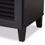 Scarpiera in legno con ripiani e cassetto