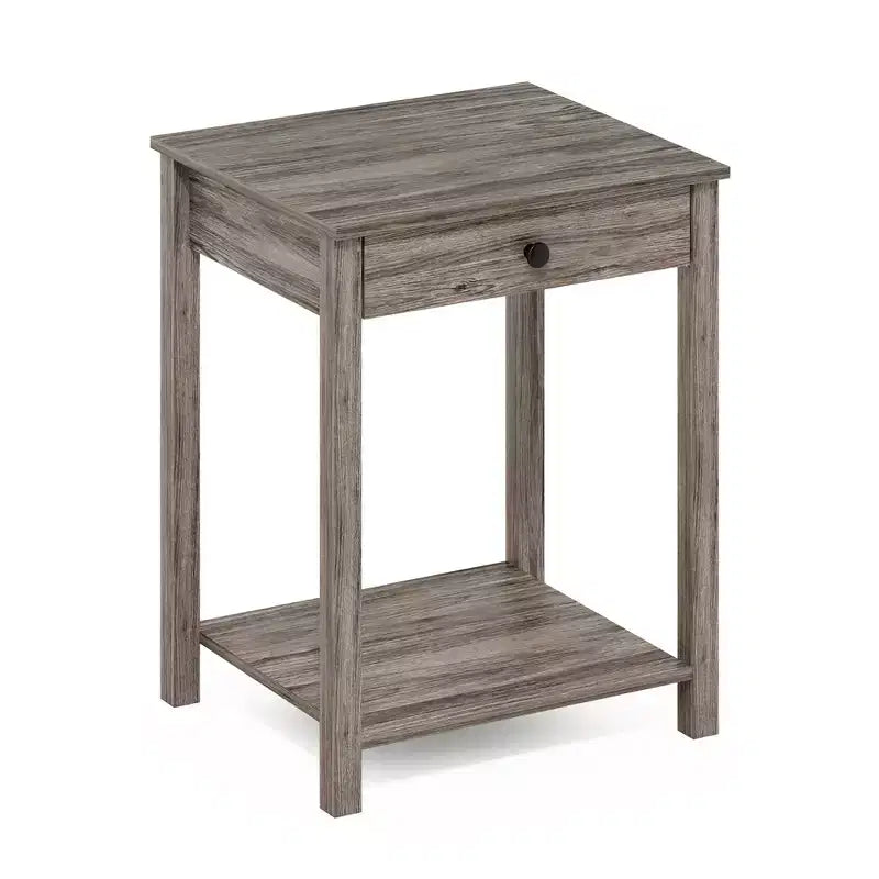 Tavolino da divano/fine divano Mid-Century con cassetto e ripiano aperto, rovere rustico