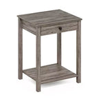Tavolino da divano/fine divano Mid-Century con cassetto e ripiano aperto, rovere rustico