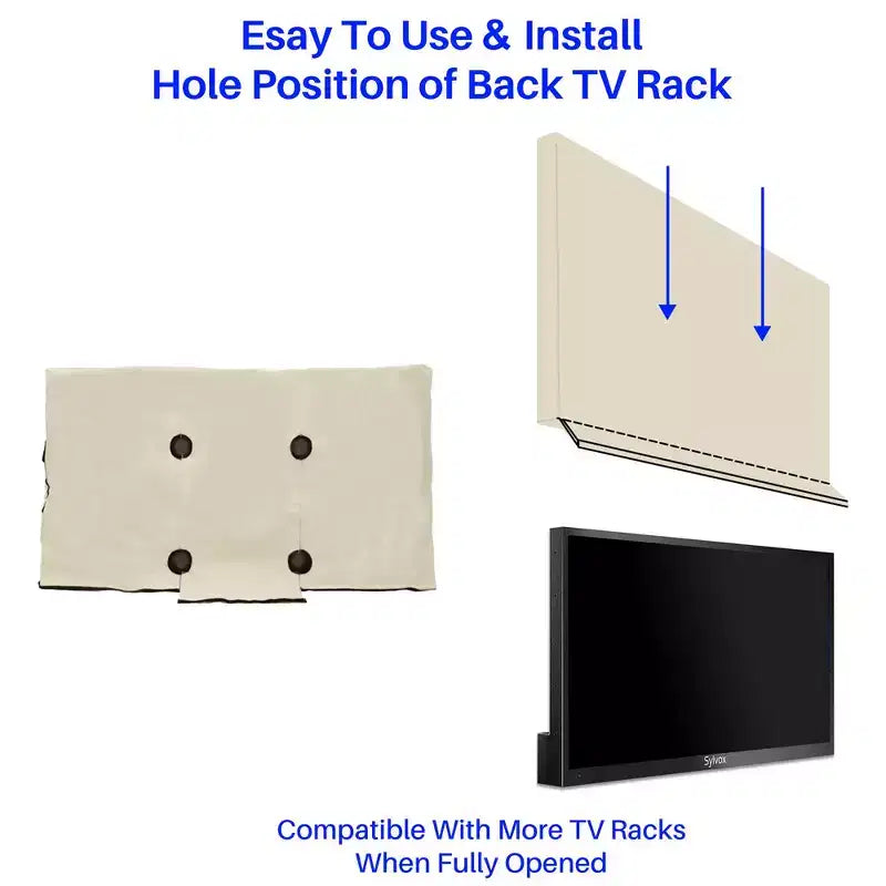 Copertura TV da Esterno 75 Pollici, Protezione Schermo Piatto per Televisione, Impermeabile Antipolvere con Tasca per Telecomando, Adatta per TV Smart LED, LCD, QLED, Grigio