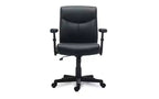 Sedia da ufficio in pelle, supporta fino a 125 kg, sedile/schienale nero, base nera