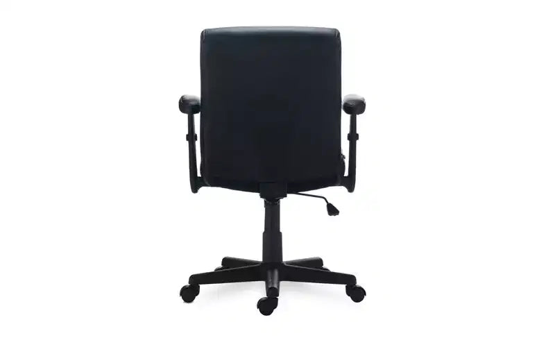 Sedia da ufficio in pelle, supporta fino a 125 kg, sedile/schienale nero, base nera