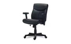 Sedia da ufficio in pelle, supporta fino a 125 kg, sedile/schienale nero, base nera