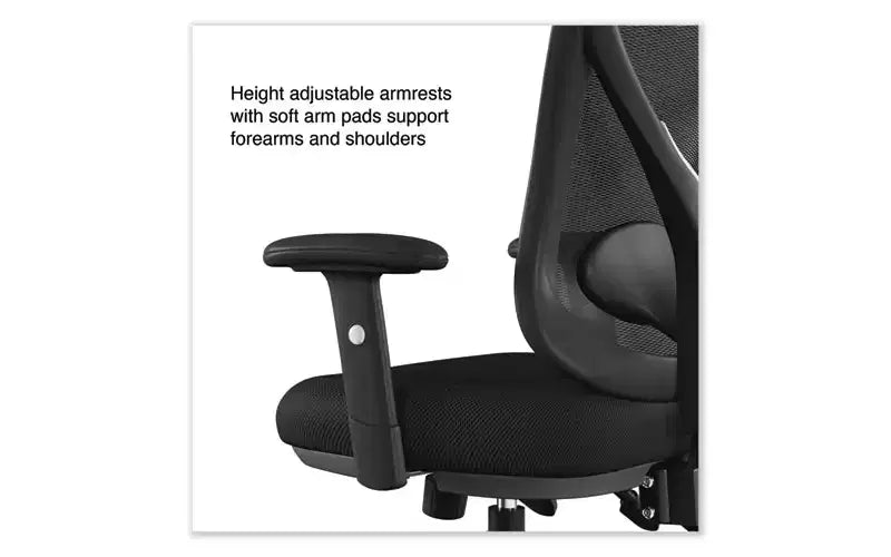Sedia operativa multifunzione, portata massima 125 kg, altezza seduta da 38 a 47.8 cm, sedile/schienale nero, base nera