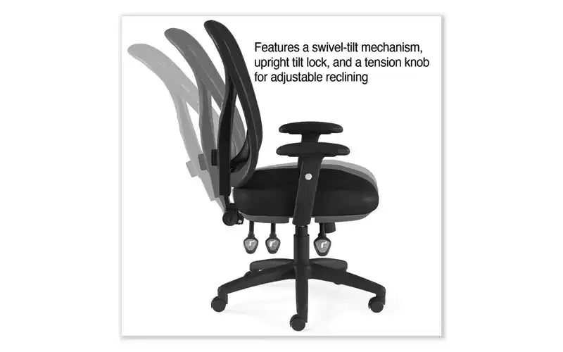 Sedia operativa multifunzione, portata massima 125 kg, altezza seduta da 38 a 47.8 cm, sedile/schienale nero, base nera