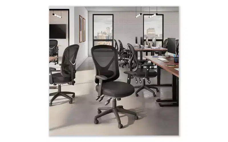 Sedia operativa multifunzione, portata massima 125 kg, altezza seduta da 38 a 47.8 cm, sedile/schienale nero, base nera