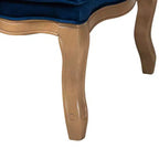 Poltrona accentuata in tessuto tradizionale blu navy e legno di quercia francese marrone