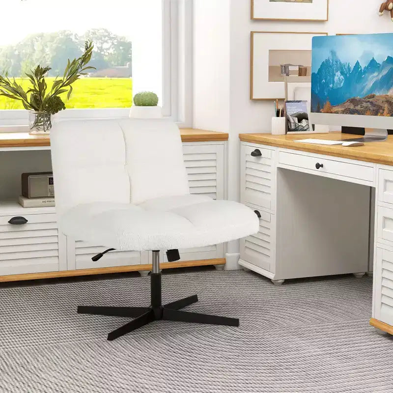 Sedia da scrivania senza braccioli moderna girevole con altezza regolabile, grigio/marrone/beige