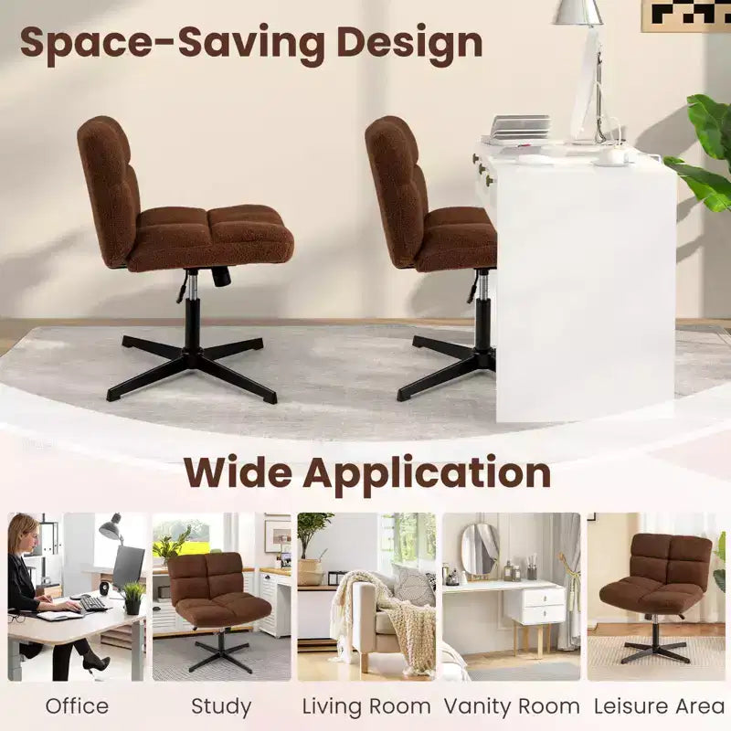 Sedia da scrivania senza braccioli moderna girevole con altezza regolabile, grigio/marrone/beige