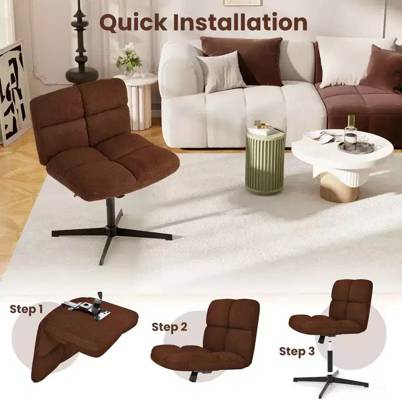 Sedia da scrivania senza braccioli moderna girevole con altezza regolabile, grigio/marrone/beige