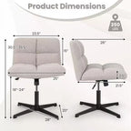 Sedia da scrivania senza braccioli moderna girevole con altezza regolabile, grigio/marrone/beige