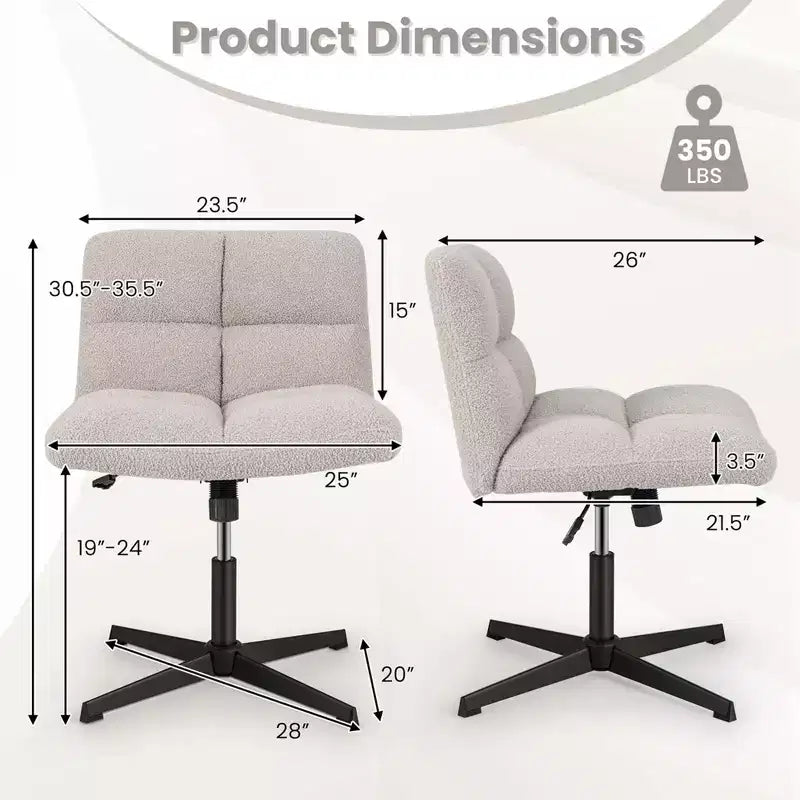 Sedia da scrivania senza braccioli moderna girevole con altezza regolabile, grigio/marrone/beige