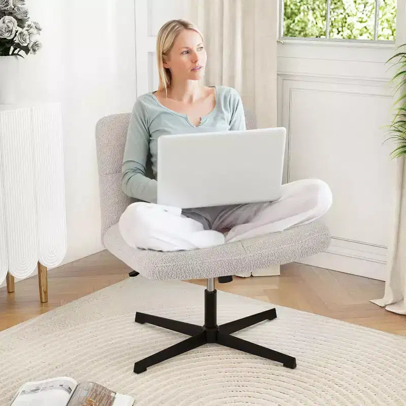 Sedia da scrivania senza braccioli moderna girevole con altezza regolabile, grigio/marrone/beige