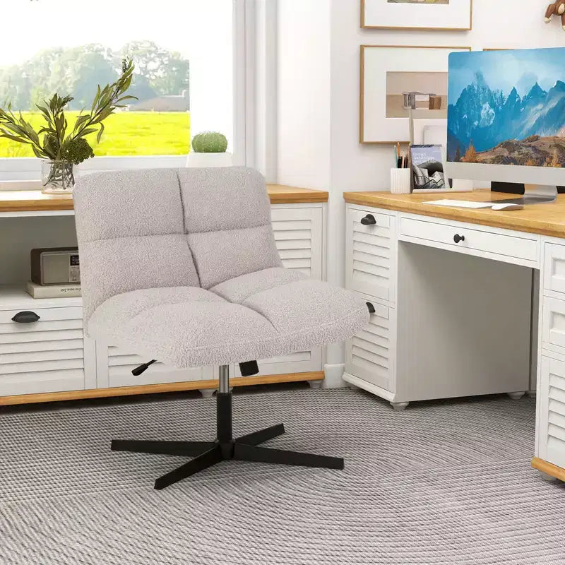 Sedia da scrivania senza braccioli moderna girevole con altezza regolabile, grigio/marrone/beige