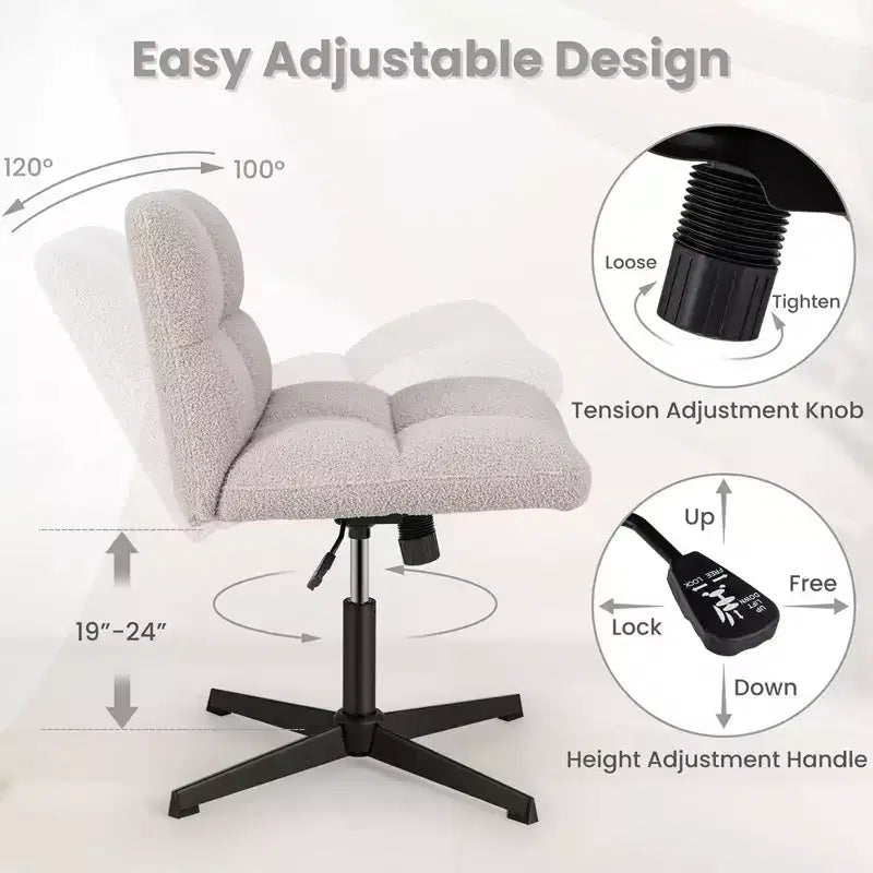 Sedia da scrivania senza braccioli moderna girevole con altezza regolabile, grigio/marrone/beige