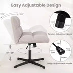 Sedia da scrivania senza braccioli moderna girevole con altezza regolabile, grigio/marrone/beige