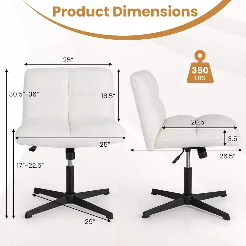Sedia da scrivania senza braccioli moderna girevole con altezza regolabile, grigio/marrone/beige