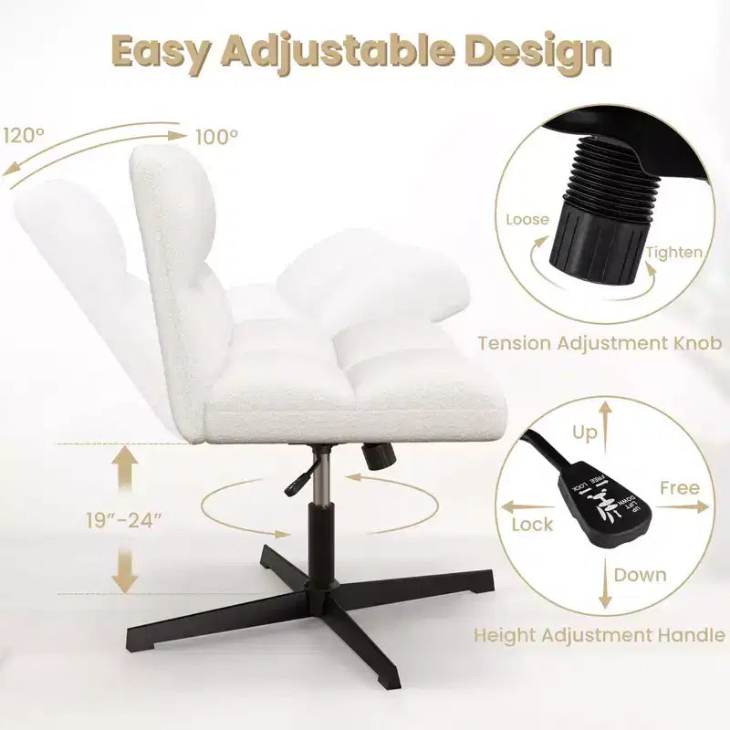Sedia da scrivania senza braccioli moderna girevole con altezza regolabile, grigio/marrone/beige