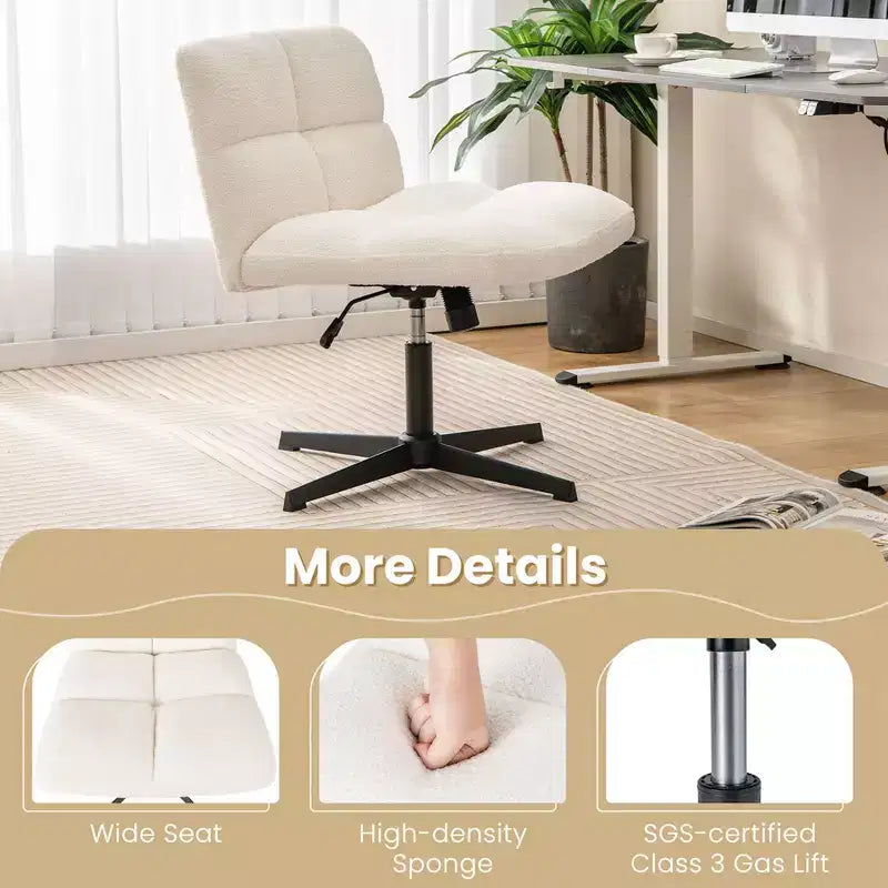 Sedia da scrivania senza braccioli moderna girevole con altezza regolabile, grigio/marrone/beige