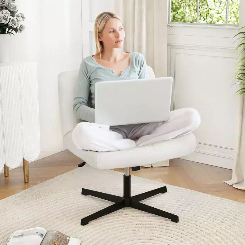 Sedia da scrivania senza braccioli moderna girevole con altezza regolabile, grigio/marrone/beige