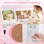 Scrivania per bambini con sedia, lavagna, pennarello, cassetti, armadietto contenitore, viola/bianco