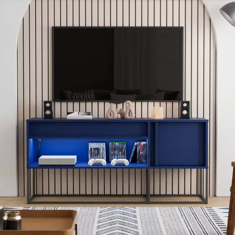 Porta TV moderno a 1 cassetto per TV fino a 65 pollici con luci a LED