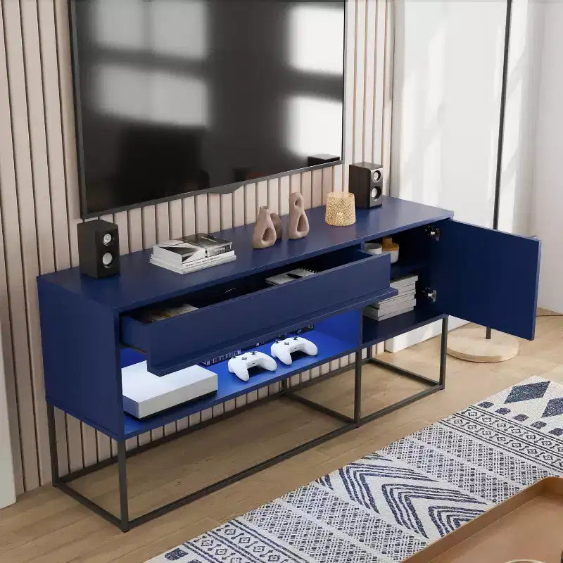 Porta TV moderno a 1 cassetto per TV fino a 65 pollici con luci a LED