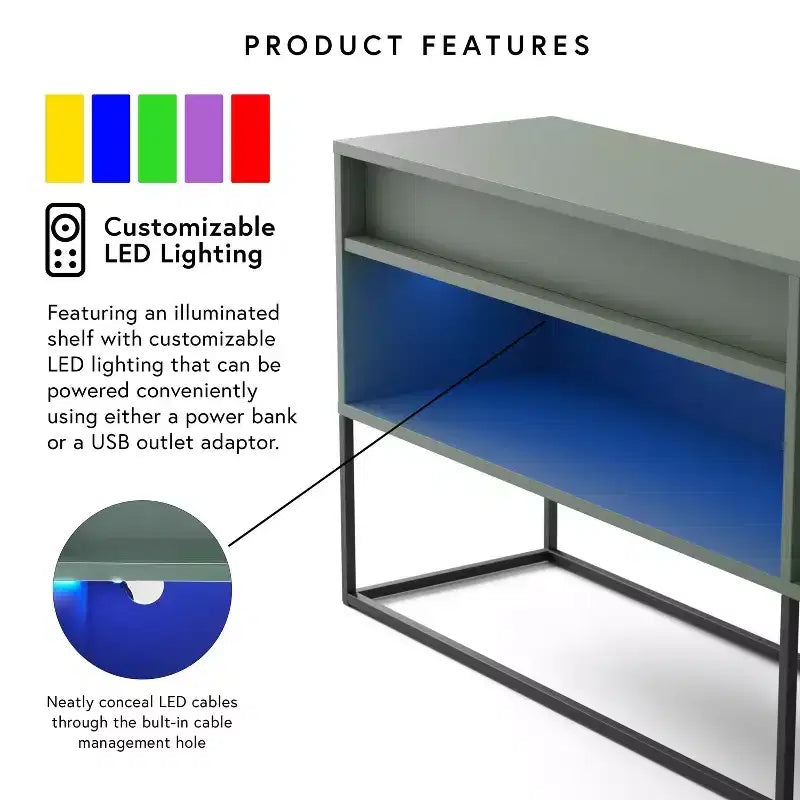 Porta TV moderno a 1 cassetto per TV fino a 65 pollici con luci a LED