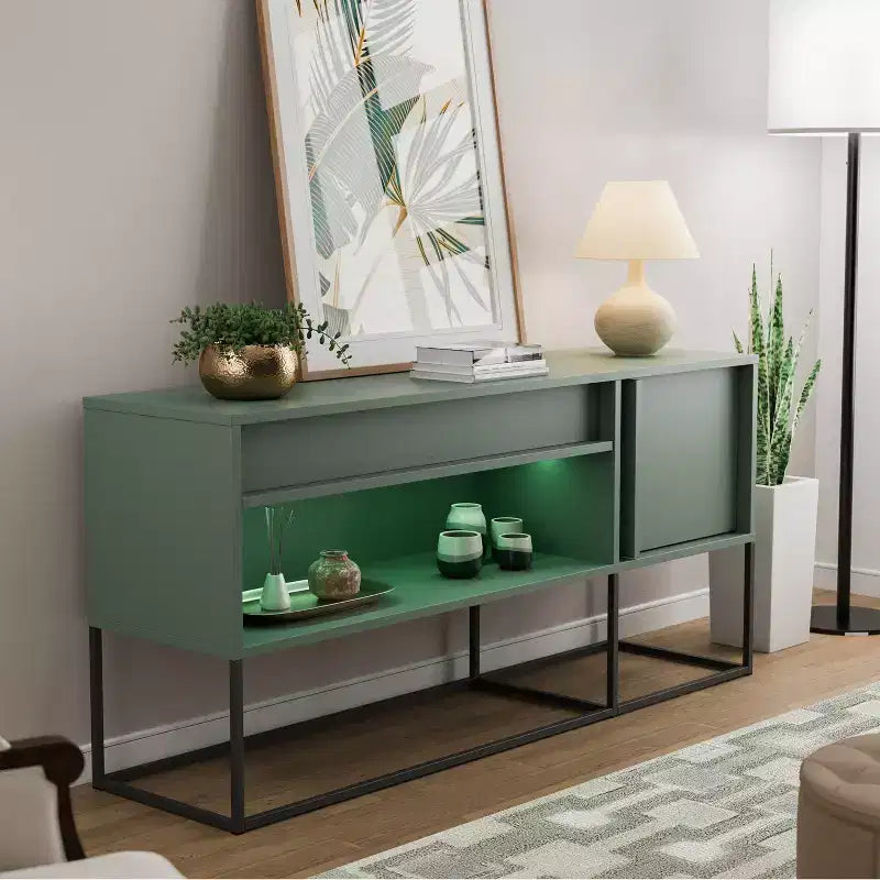 Porta TV moderno a 1 cassetto per TV fino a 65 pollici con luci a LED