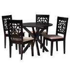 Set da pranzo moderno in tessuto e legno