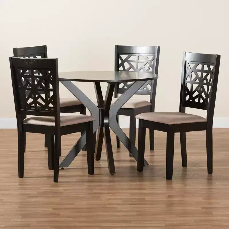 Set da pranzo moderno in tessuto e legno