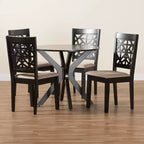 Set da pranzo moderno in tessuto e legno