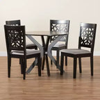 Set da pranzo moderno in tessuto e legno