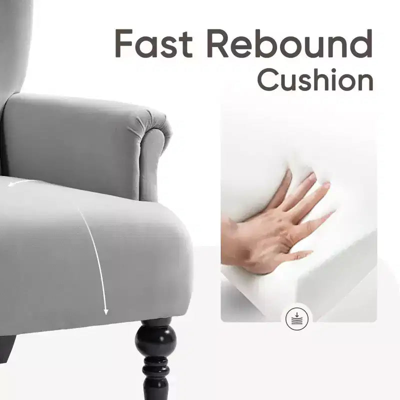 Poltrona Wingback in velluto larga 79 cm