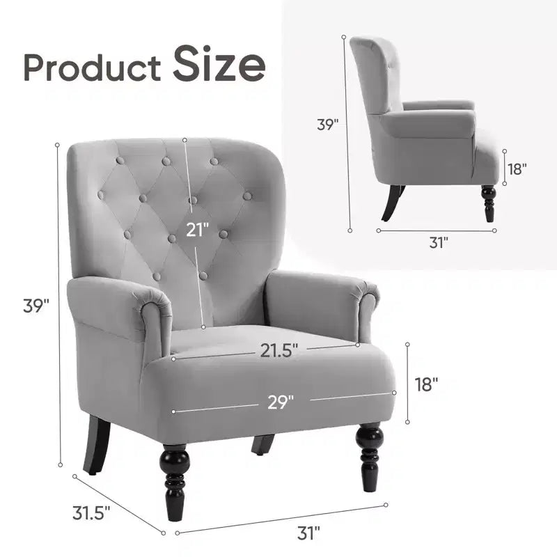 Poltrona Wingback in velluto larga 79 cm