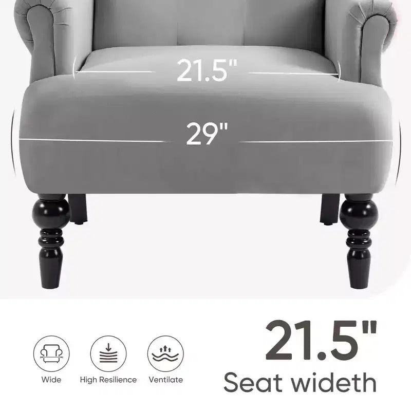 Poltrona Wingback in velluto larga 79 cm