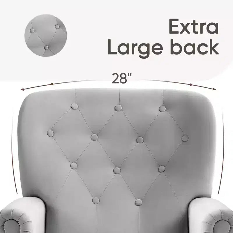 Poltrona Wingback in velluto larga 79 cm