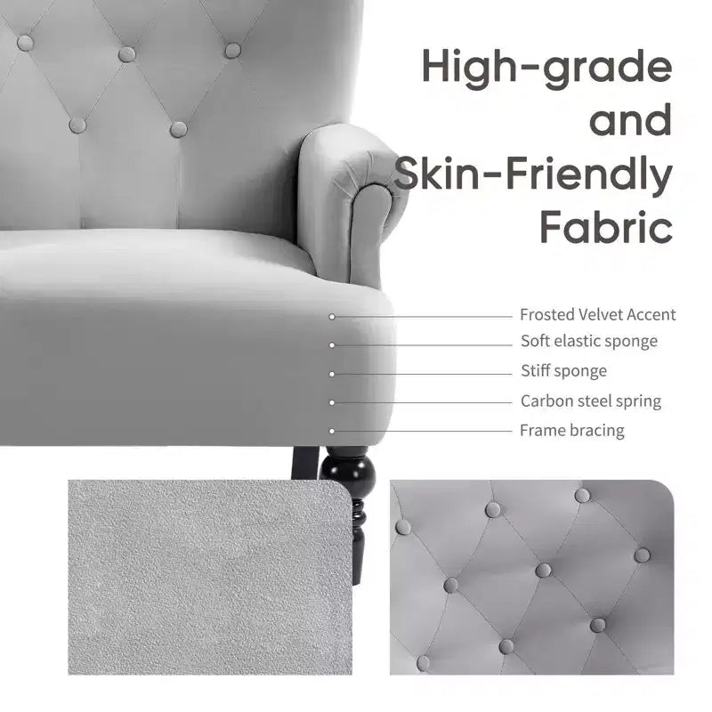 Poltrona Wingback in velluto larga 79 cm