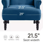 Poltrona Wingback in velluto larga 79 cm