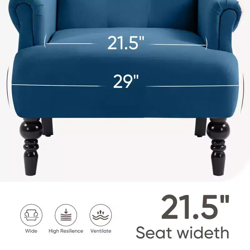 Poltrona Wingback in velluto larga 79 cm