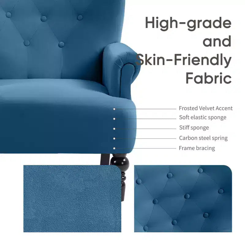 Poltrona Wingback in velluto larga 79 cm
