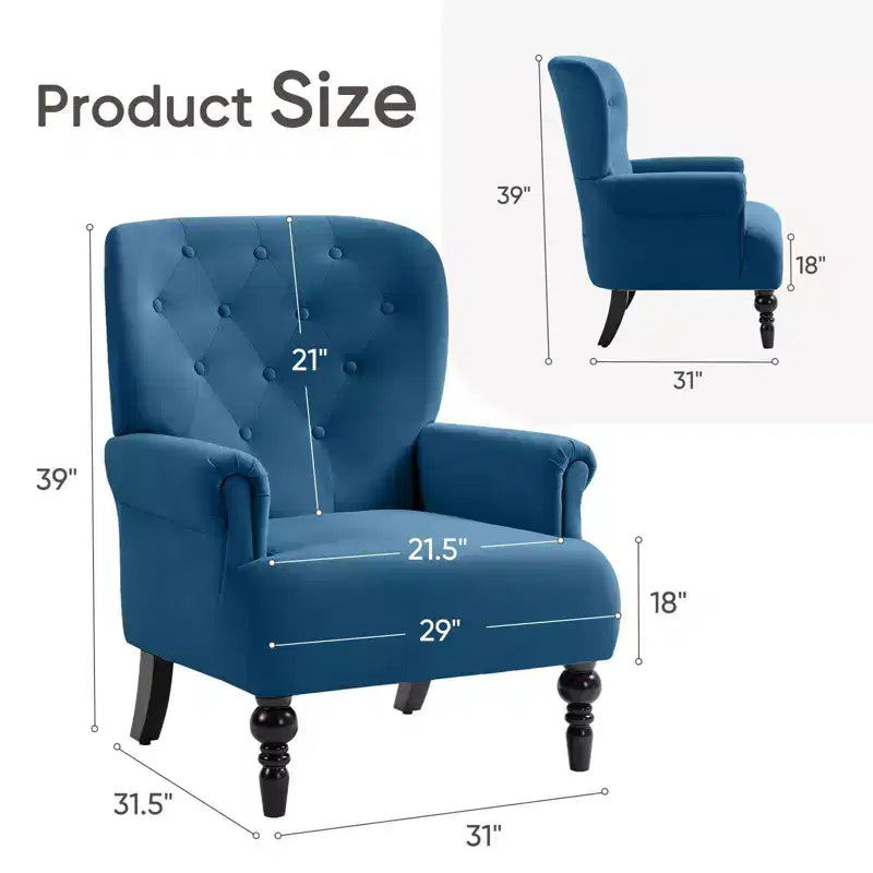 Poltrona Wingback in velluto larga 79 cm