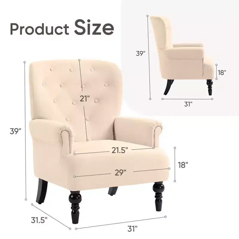 Poltrona Wingback in velluto larga 79 cm