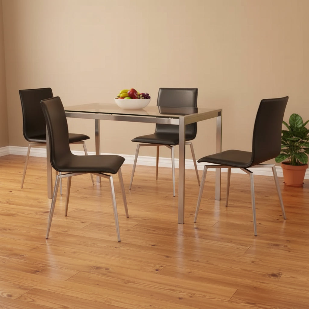 LumiSource 5pc Fuji Mason Swivel Dining Set Stainless Steel