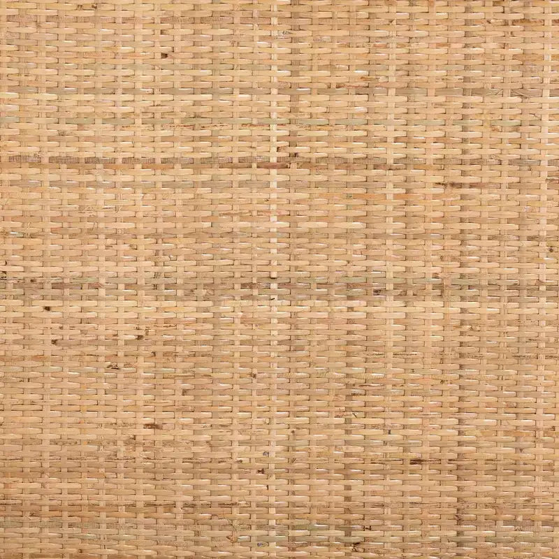 Carrello da Cucina a 2 Ripiani in Rattan Naturale Marrone e Nero Bicolore, Stile Bohemien Moderno